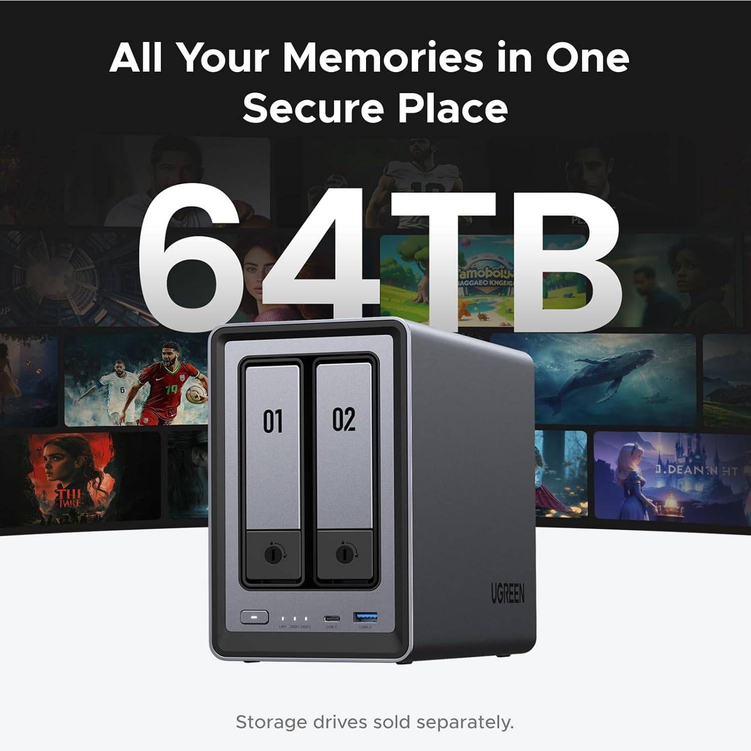 NAS UGREEN NASync DXP2800 (M.2, SATA - 8 GB - 2 baias - Preto) — miniatura 4