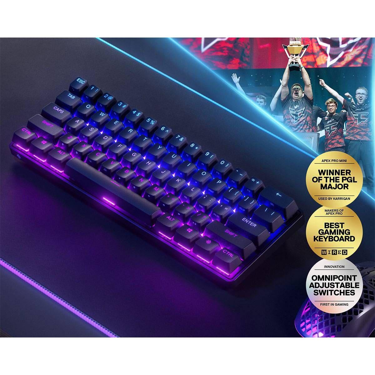 Teclado STEELSERIES Apex Pro Mini Wireless (Inglês - Mecânico - 60 - Preto) — miniatura 5