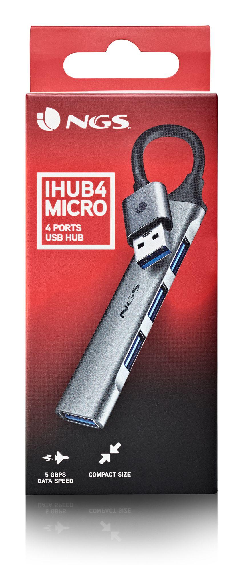 Hub USB NGS IHUB4 MICRO (0,1 m - Prateado) — miniatura 3