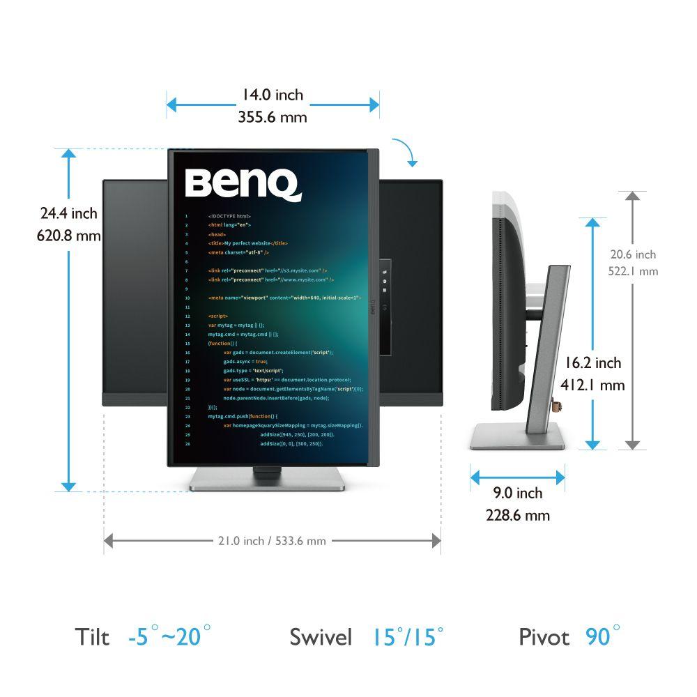 Monitor BENQ RD240Q (24,1" - IPS - 60 Hz - Preto) — miniatura 5