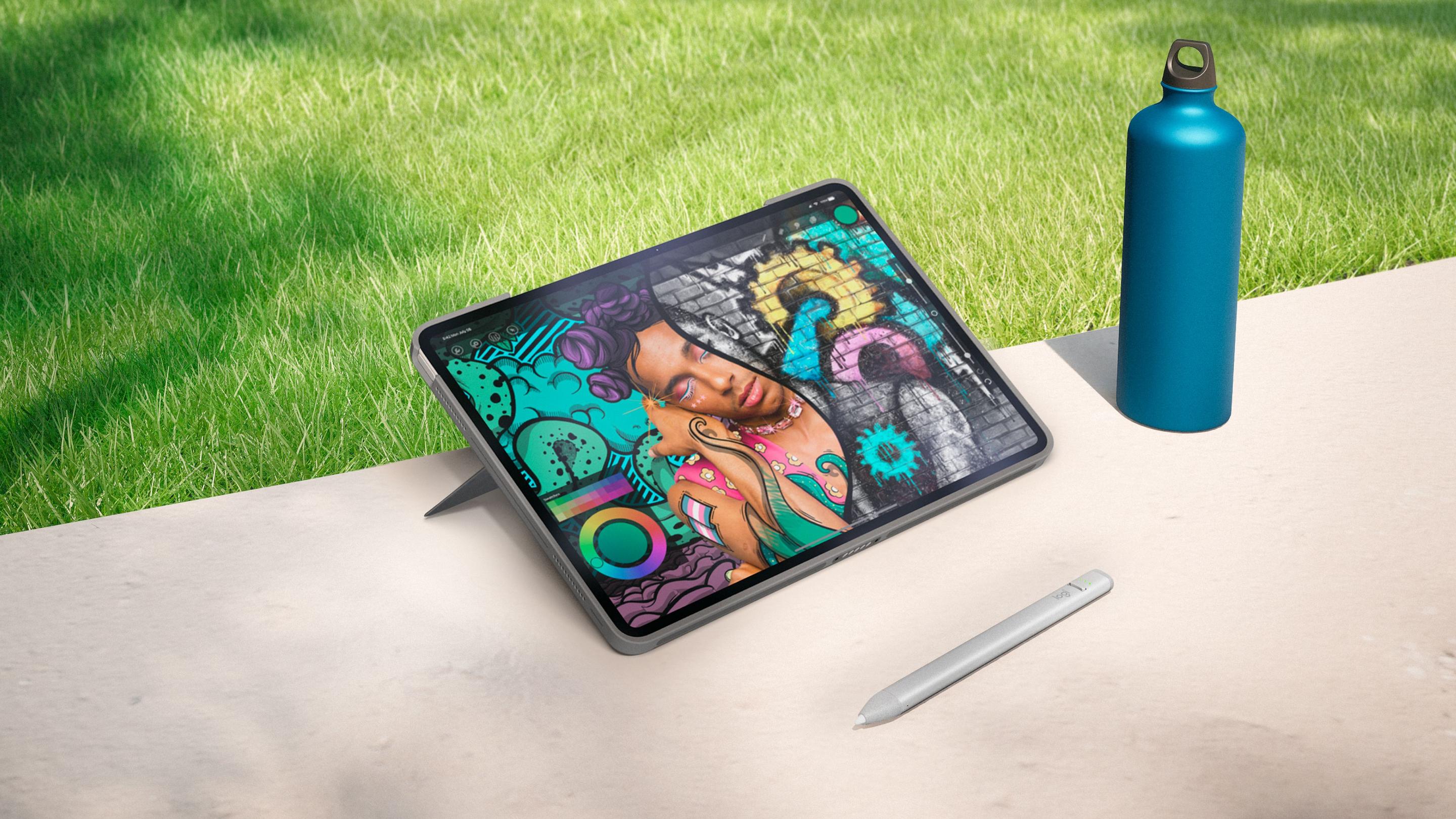Teclado LOGITECH Combo Touch (Estados Unidos - Mini - Smart Connector - Cinzento)