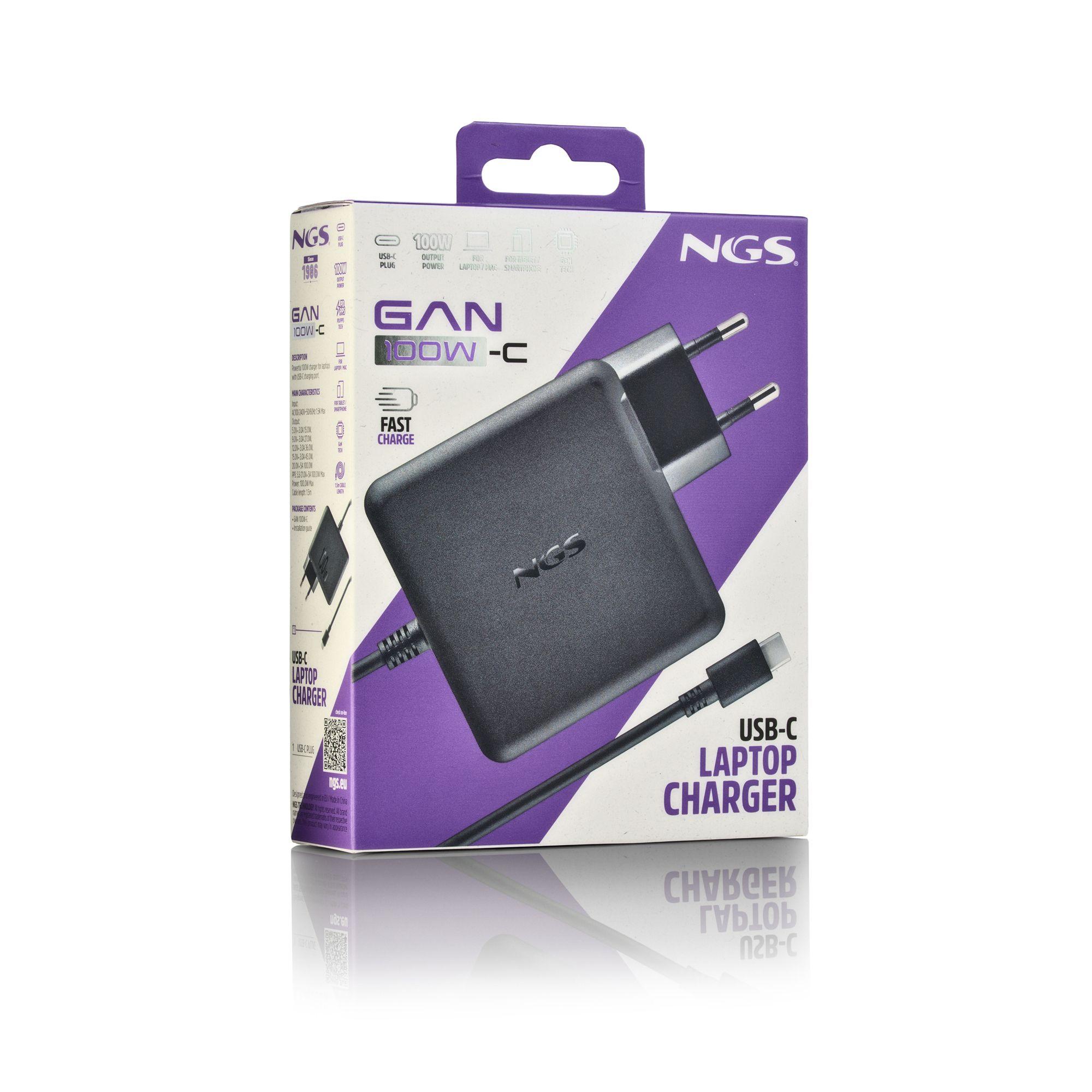 Carregador de Parede NGS GAN100W-C (100 W - Preto), miniatura 7