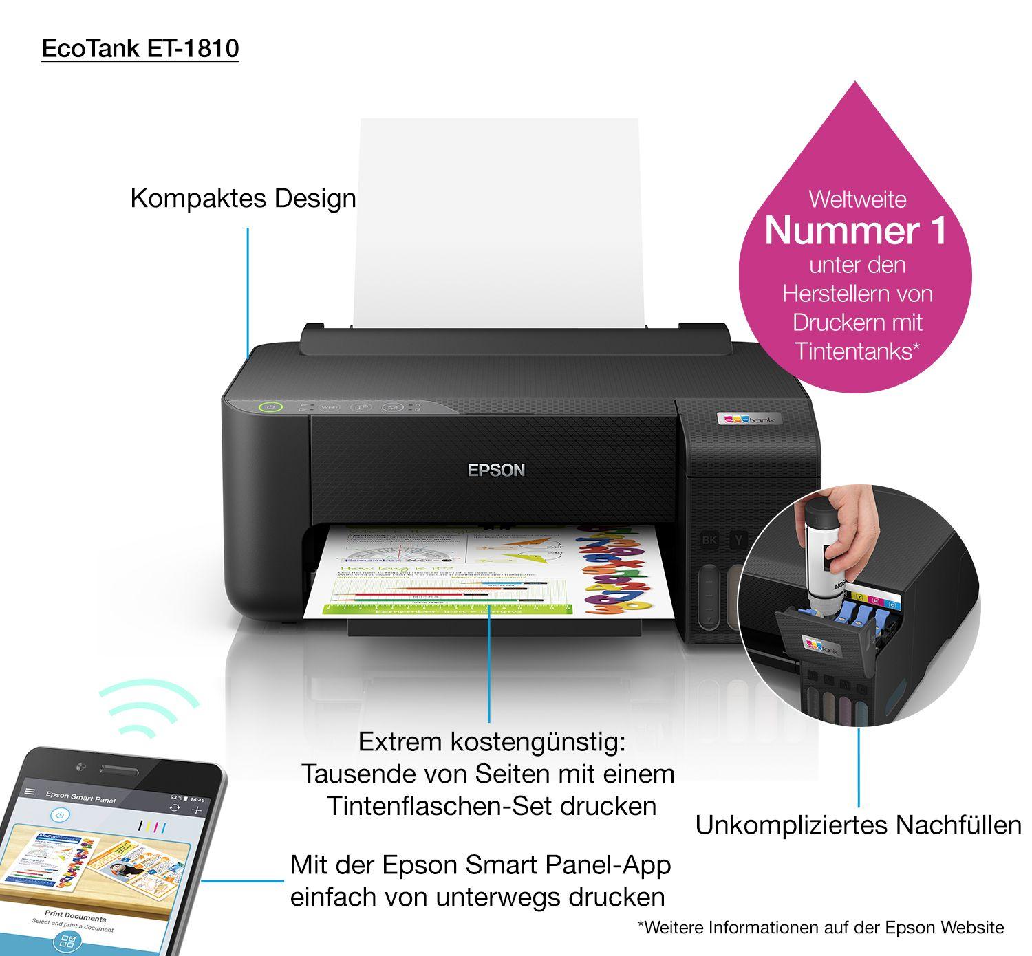 Impressora Jato de Tinta EPSON EcoTank ET-1810 (A4 - 100 folhas - USB, Wi-Fi, Wi-Fi Direct - Preto), miniatura 28