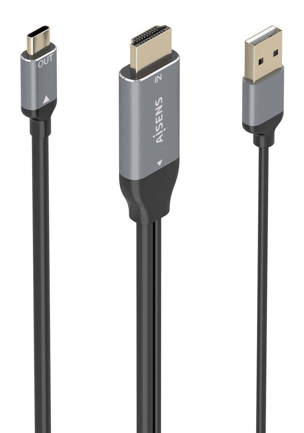 Cabo Conversor AISENS A109-0871 (1,8 m - USB Type-C - HDMI + USB - Preto)