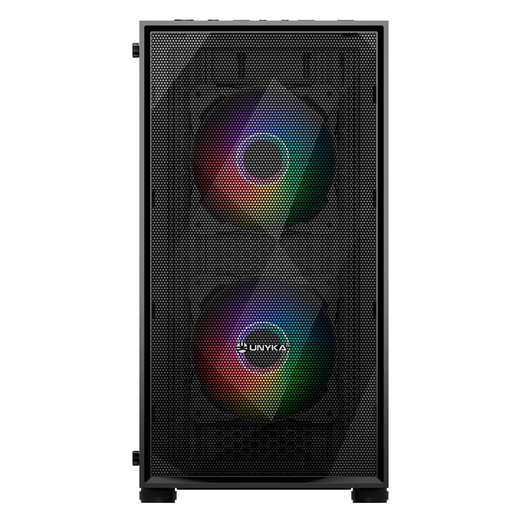 Caixa PC Gaming UNYKACH MIR B200 (ITX, micro ATX - ABS, vidro temperado - 16 cm - Preto) — miniatura 4