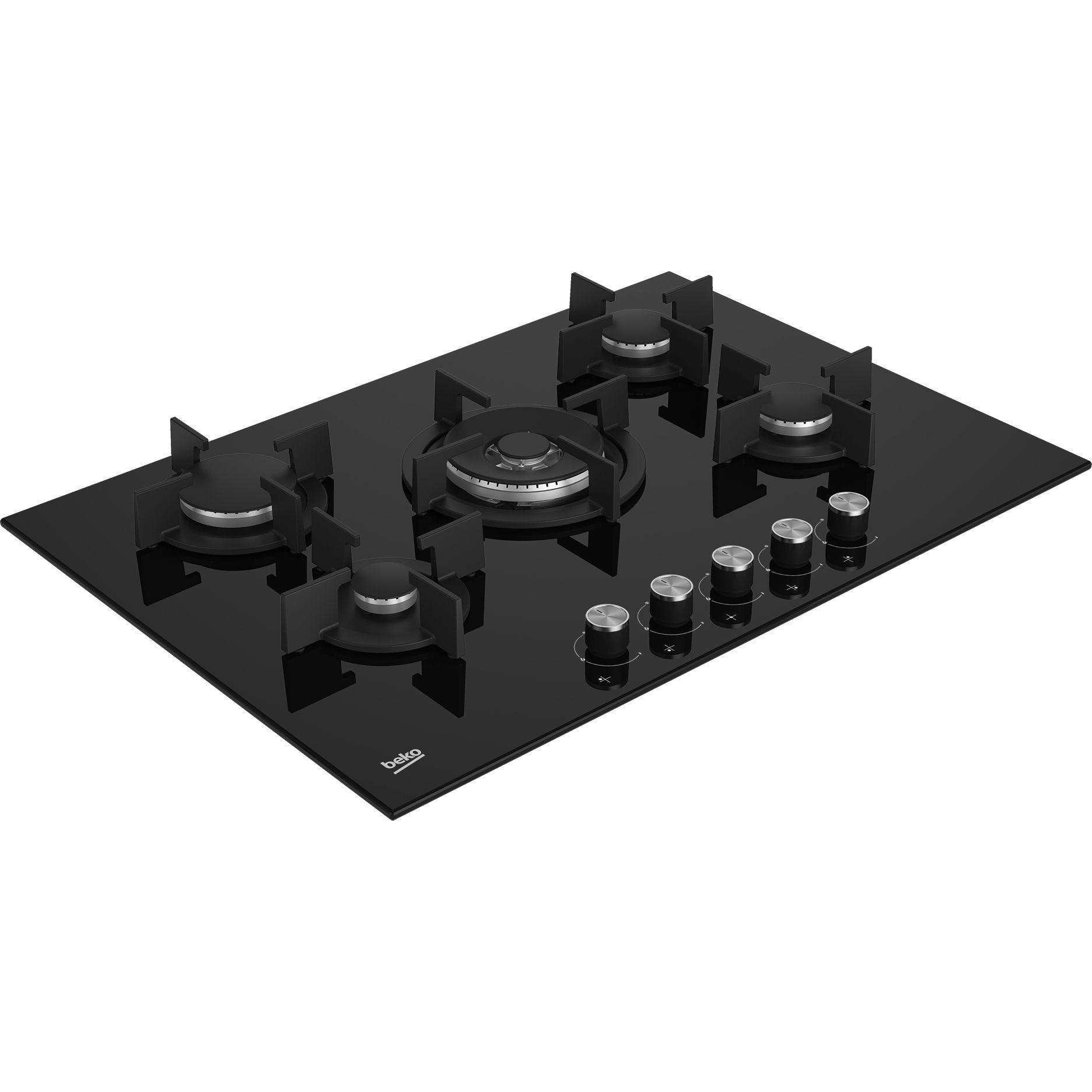 Placa a Gás Encastre BEKO HILW75222SL (Largura 75 cm - 5 zonas - 1 W - Preto), miniatura 2