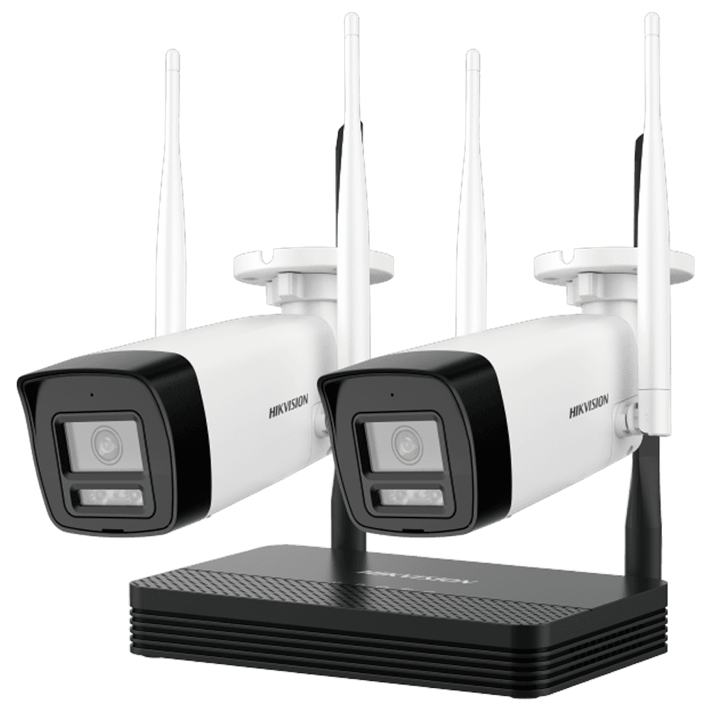 Kit de Videovigilância HIKVISION DS-J142I/NKS424W0H (2 câmaras bullet 4 Mpx - NVR 4 canais - Wi-Fi)