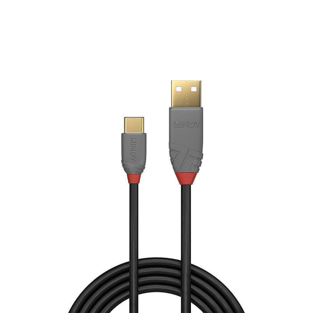 Cabo USB LINDY 36886 (1 m - USB C - USB A - Preto e Cinzento) — miniatura 2