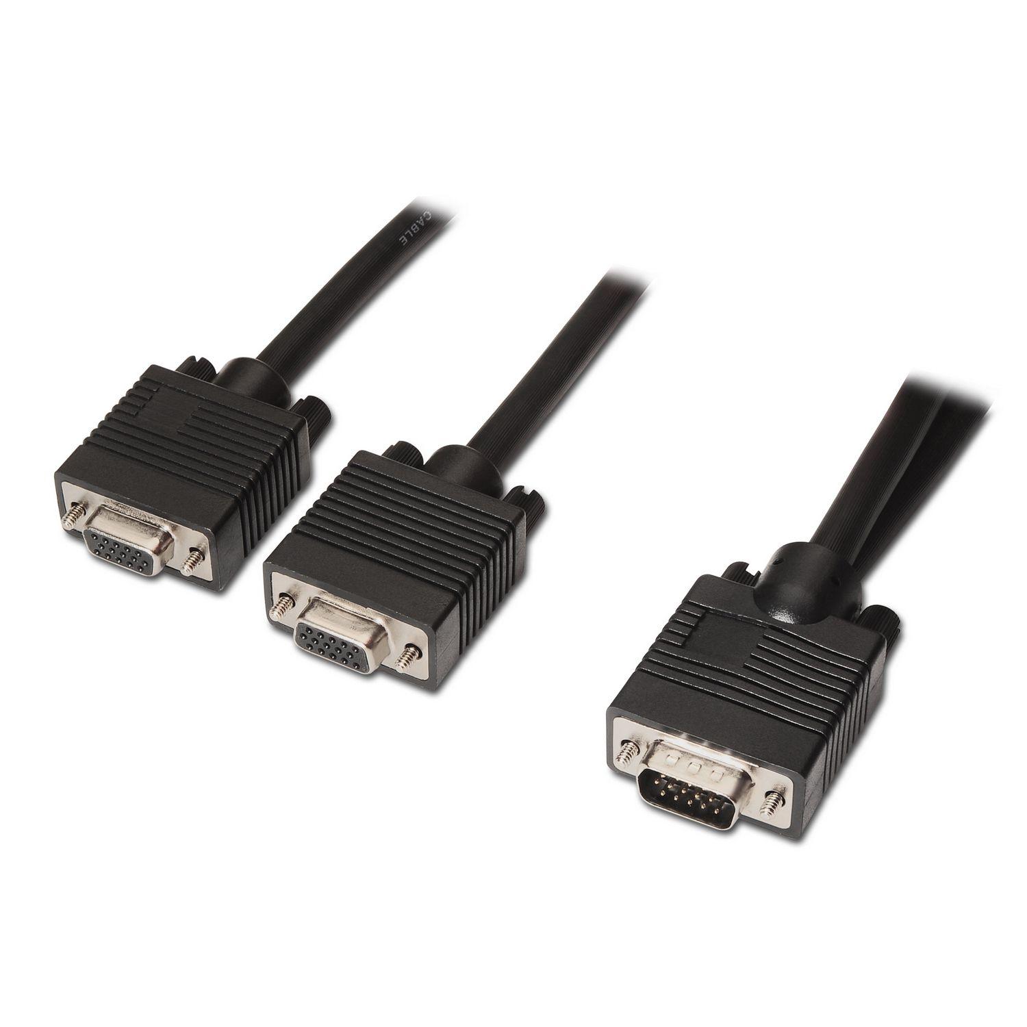 Cabo Bifurcador VGA AISENS A113-0081 (0,45 m - 2 x VGA - Monitor, televisor e projetor - Preto)