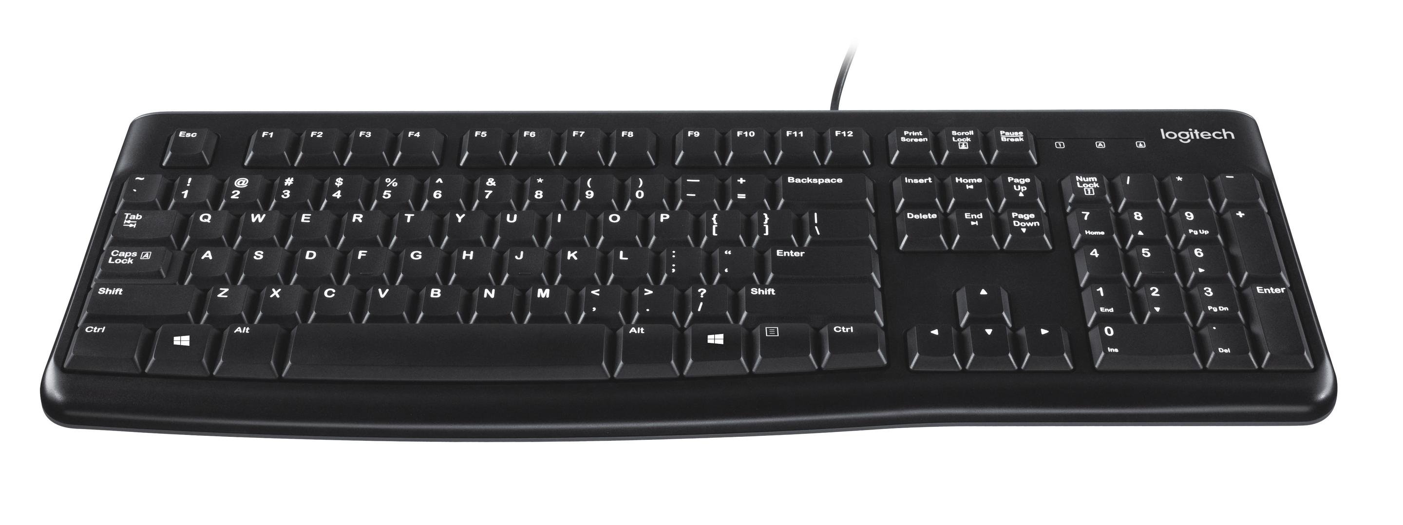 Teclado LOGITECH K120 (Estados Unidos - Tamanho completo - USB - Preto)