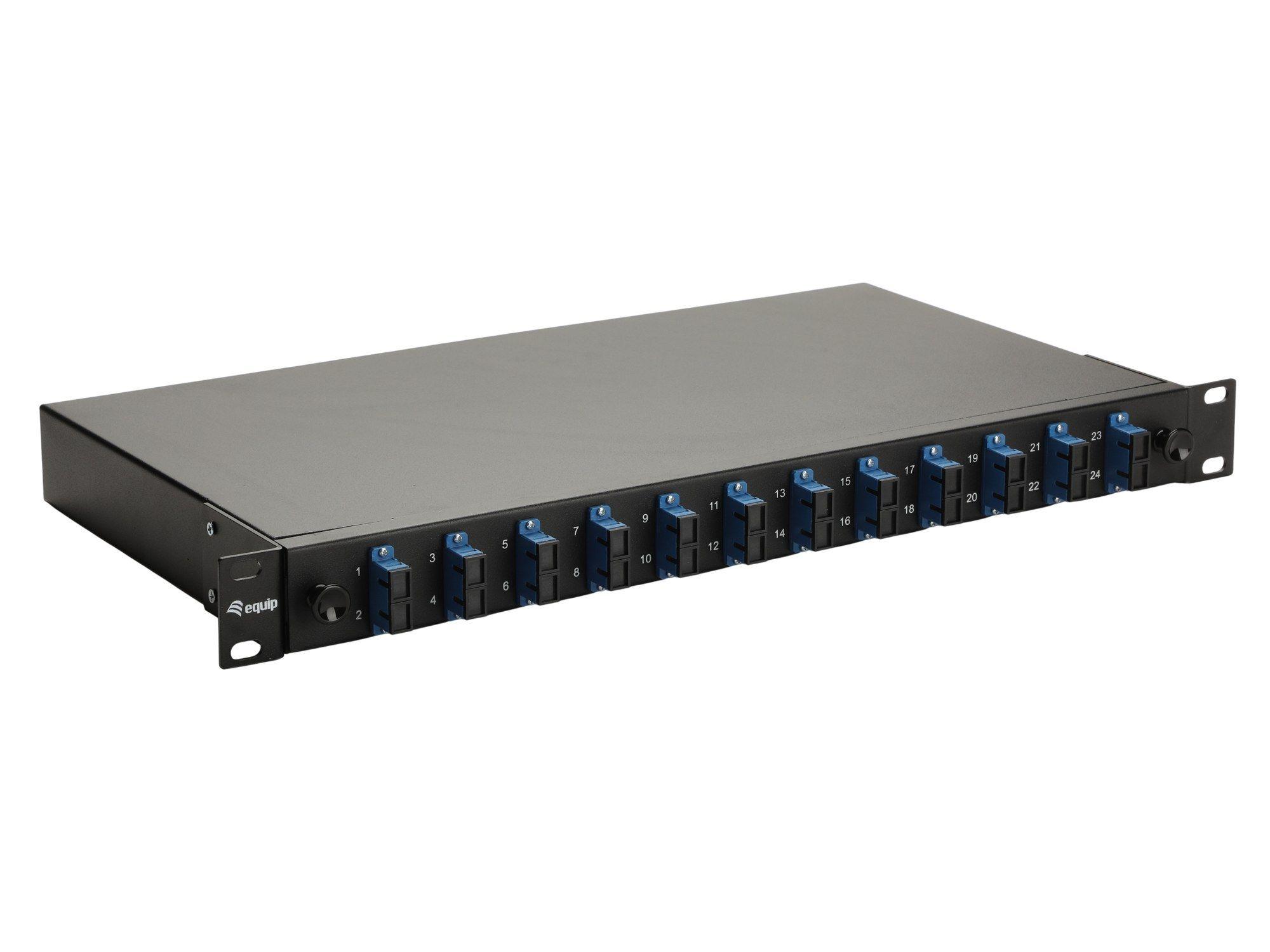 Painel de Fibra Ótica EQUIP 337300 (12 Portas SC Duplex - OS2 - 1U - Preto)