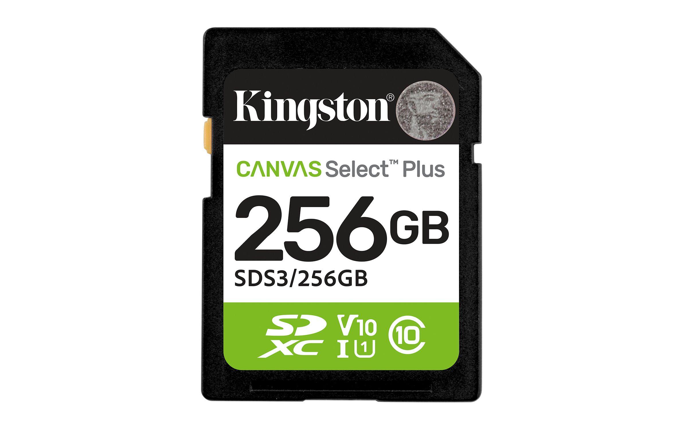 Cartão de Memória KINGSTON Canvas Select Plus Gen3 SDS3/256GB (256GB - Classe 10 - 150 MB/s - Verde, Preto e Branco)