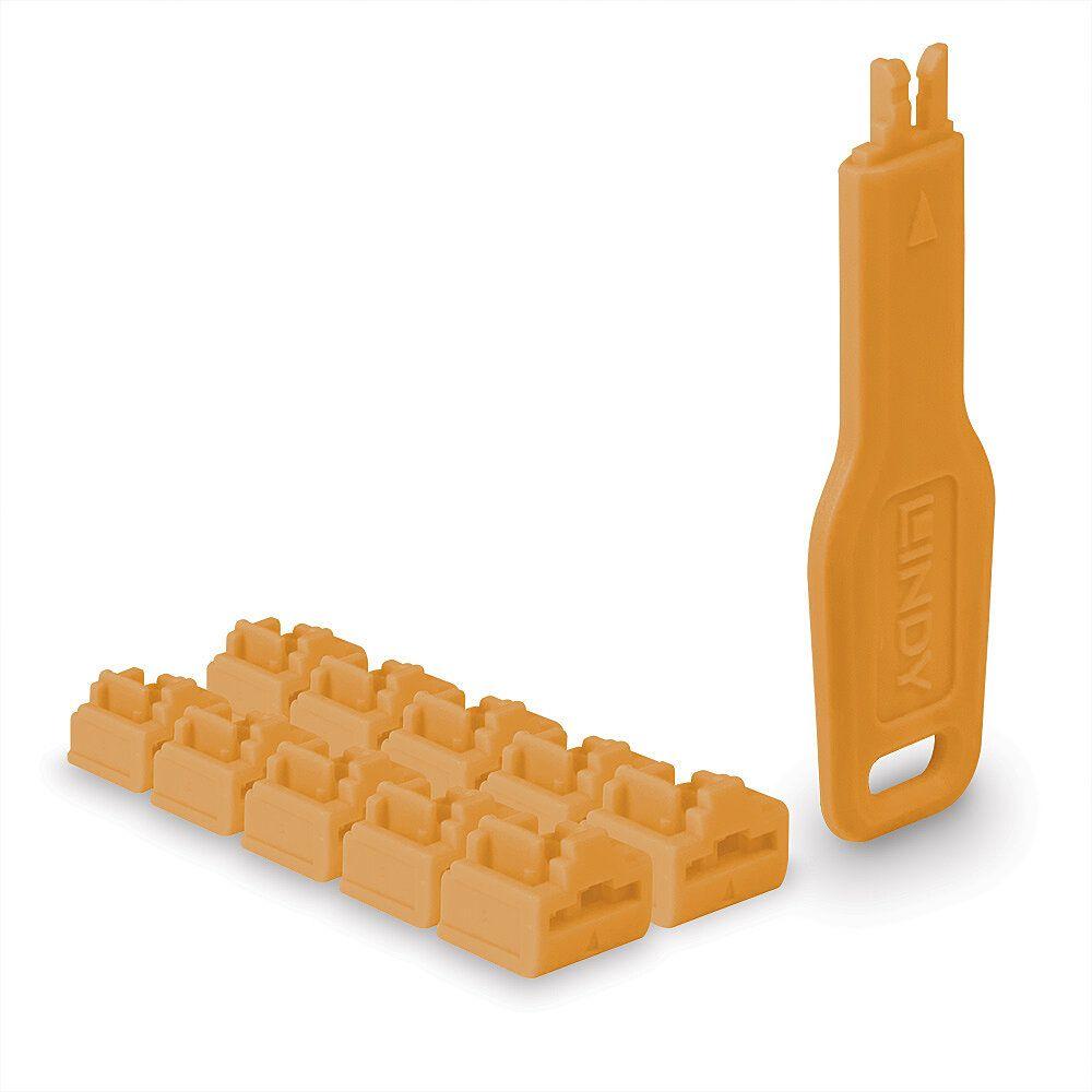 Bloqueador de Portas RJ45 LINDY 47897 (10 unidades - Laranja)
