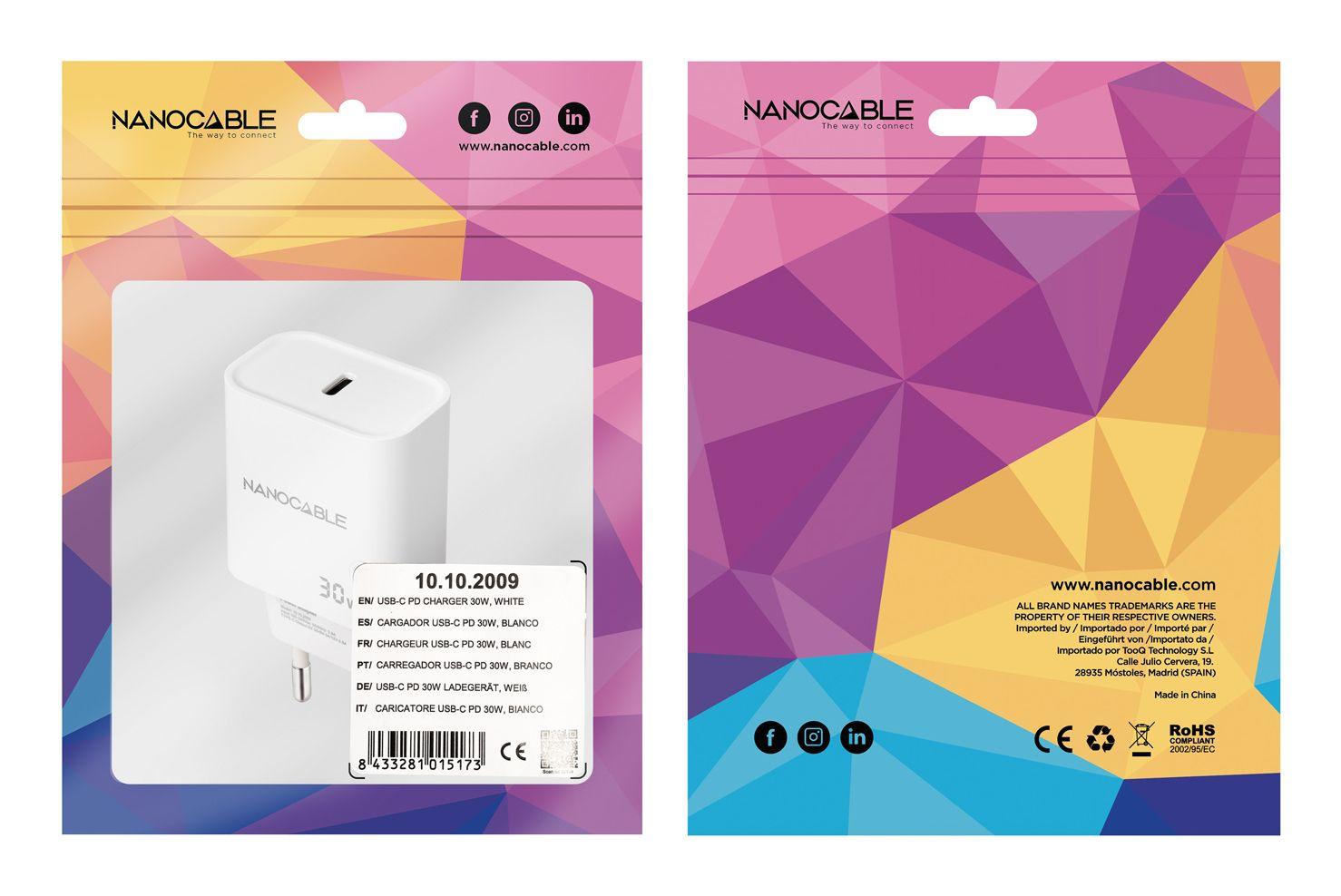 Carregador de Parede NANOCABLE 10.10.2009 (30 W - Branco) — miniatura 3