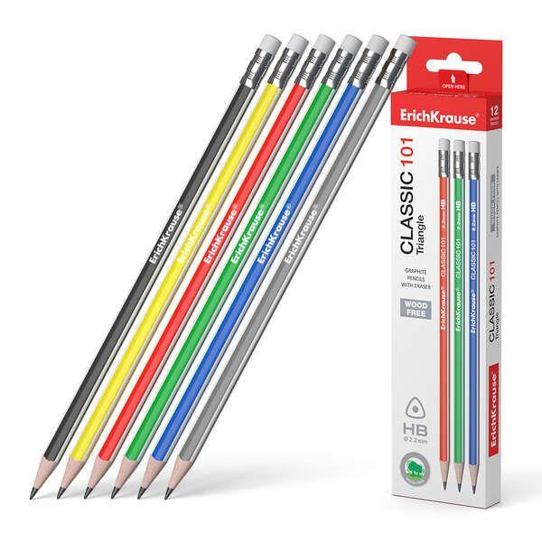 Lápis de Grafite ERICHKRAUSE Classic 101 (Plástico - Cores Sortidas)