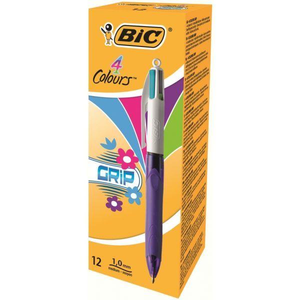Esferográfica BIC 4 Colours Grip Fashion (Branco/Roxo), miniatura 2