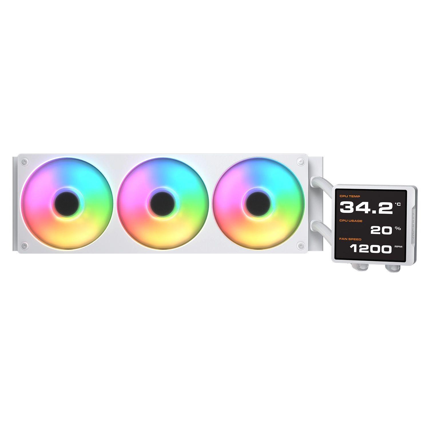 Sistema de Refrigeração Líquida para Processador COUGAR Poseidon Vistek Pro 360 (120 mm - 2500 RPM - Multi - Branco)