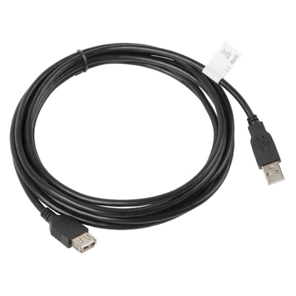Cabo de Extensão USB 2.0 LANBERG CA-USBE-10CC-0030-BK (3 m - USB-A macho - USB-A fêmea - Preto)