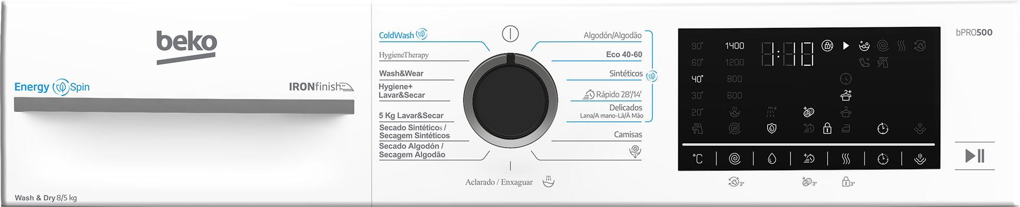Máquina de Lavar e Secar Roupa Independente BEKO BM5DFT48437WB (B - 8 kg - 5 kg - Branco) — miniatura 6