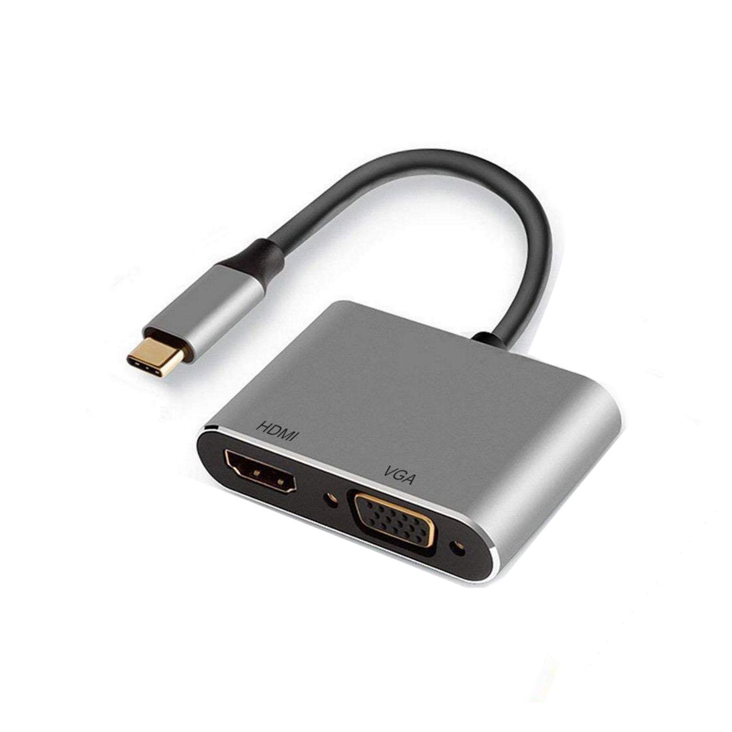 Adaptador USB-C EWENT EW9700 (0,15 m - HDMI + VGA - Preto)