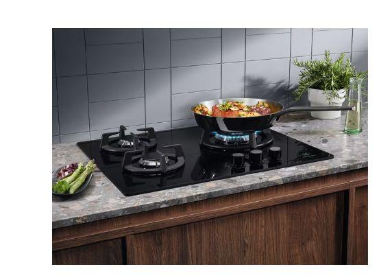 Placa de Gás Encastre ELECTROLUX KGE6633NOK (3 zonas - Vidro - Rotativo - Preto), miniatura 2
