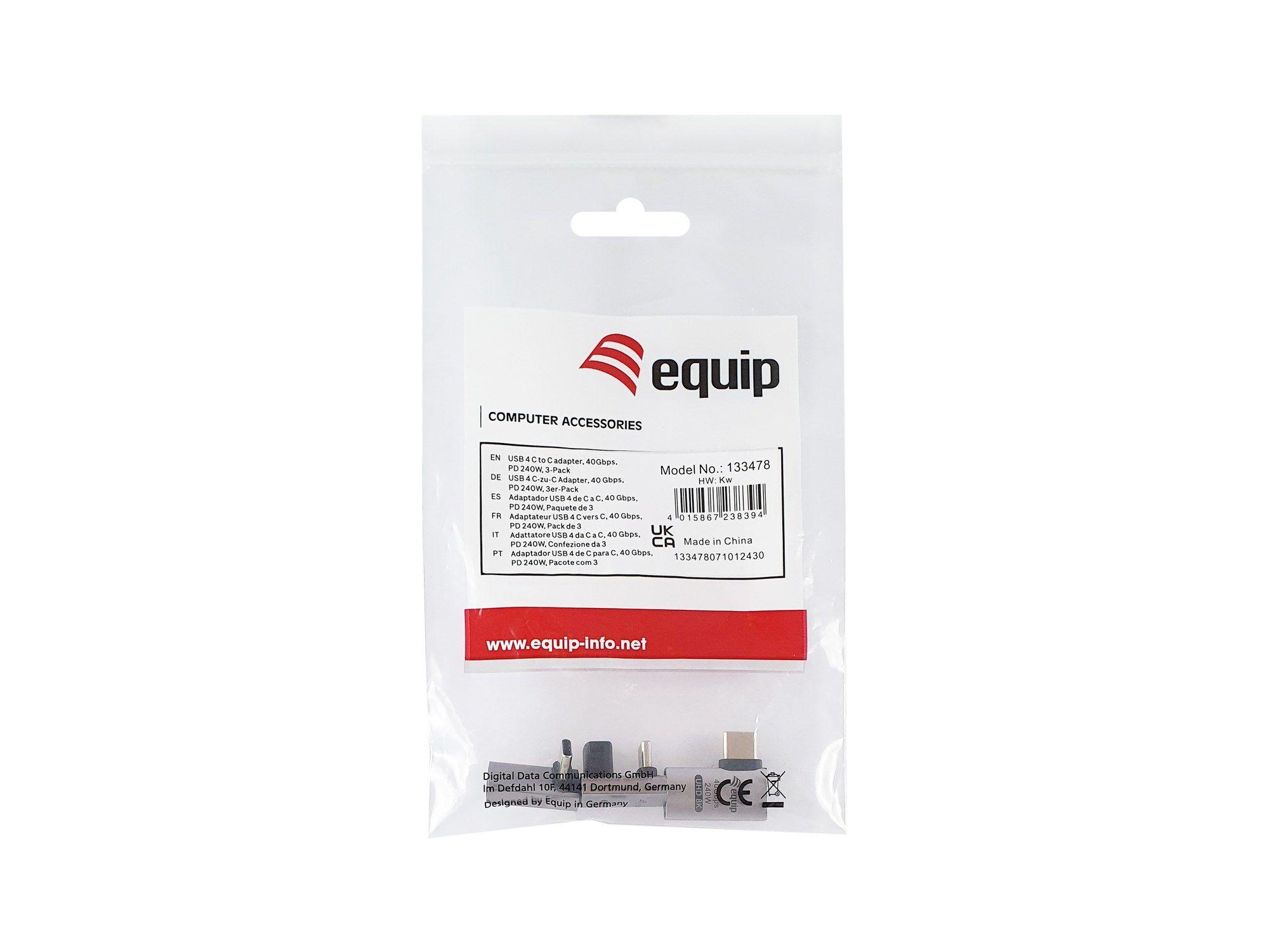Adaptador USB-C EQUIP 133478 (USB4 Gen 4 - 40 Gbps - Power Delivery 240 W - 3 unidades - Preto e Cinzento), miniatura 6