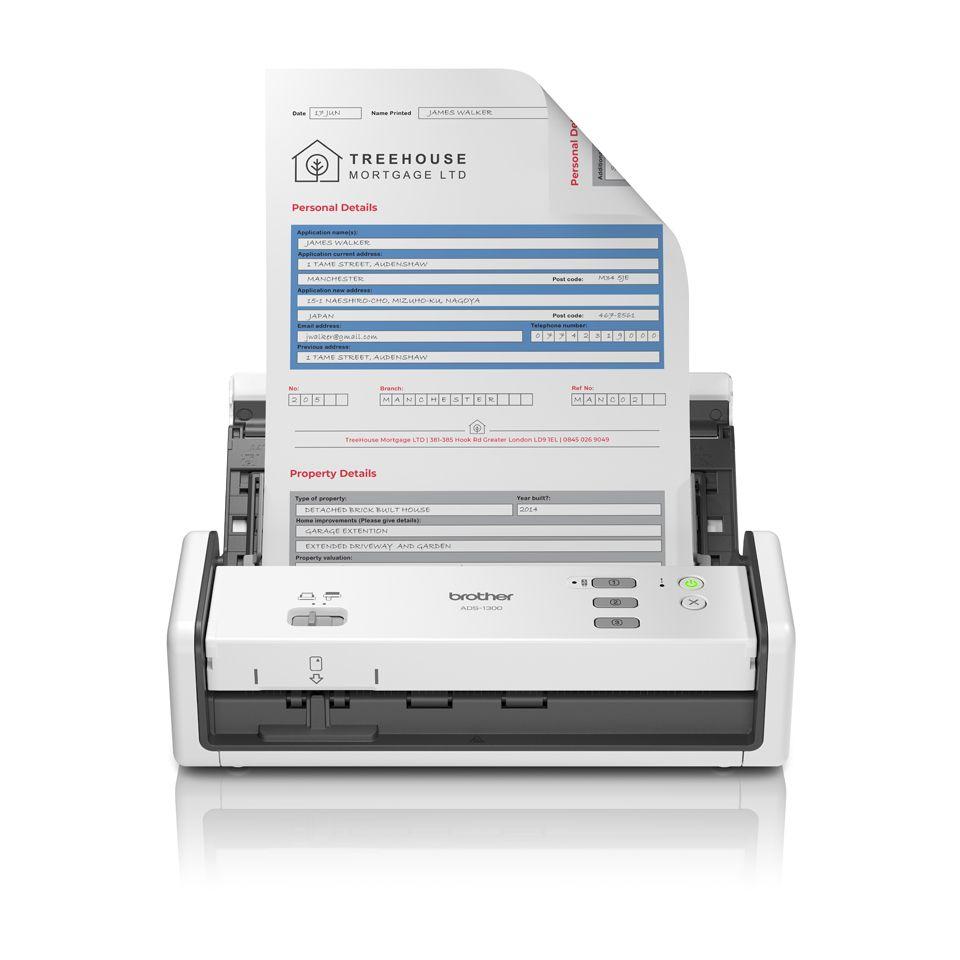 Scanner de Documentos BROTHER ADS-1300 (USB Tipo-C - Branco)