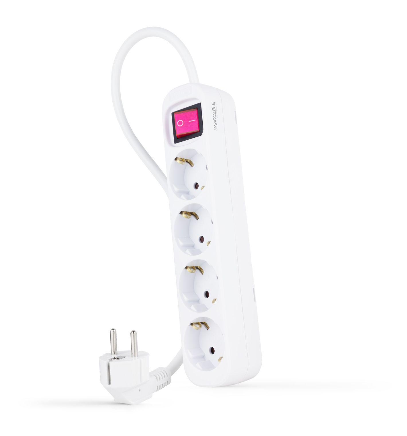 Régua de Tomadas NANOCABLE 10.37.0004 (1,4 m - Tipo F - Branco)