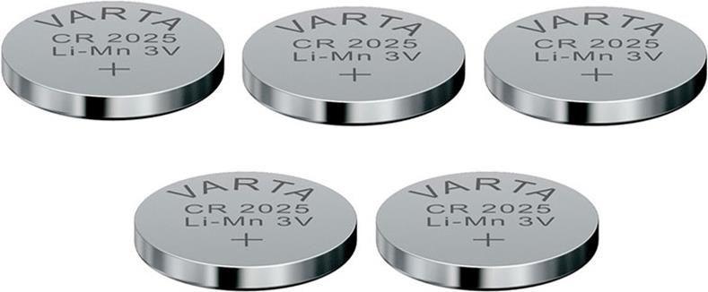 Pilhas de Botão VARTA CR2025 (3 V - 220 mAh - 5 unidades)