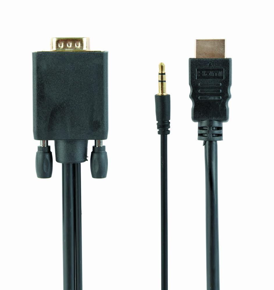 Cabo Adaptador HDMI para VGA GEMBIRD A-HDMI-VGA-03-10 (3 m - Preto)