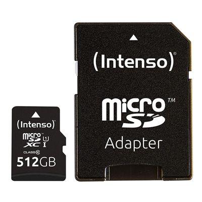 Cartão de Memória INTENSO 3423493 (512GB - Classe 10 - Até 45 MB/s - Preto)