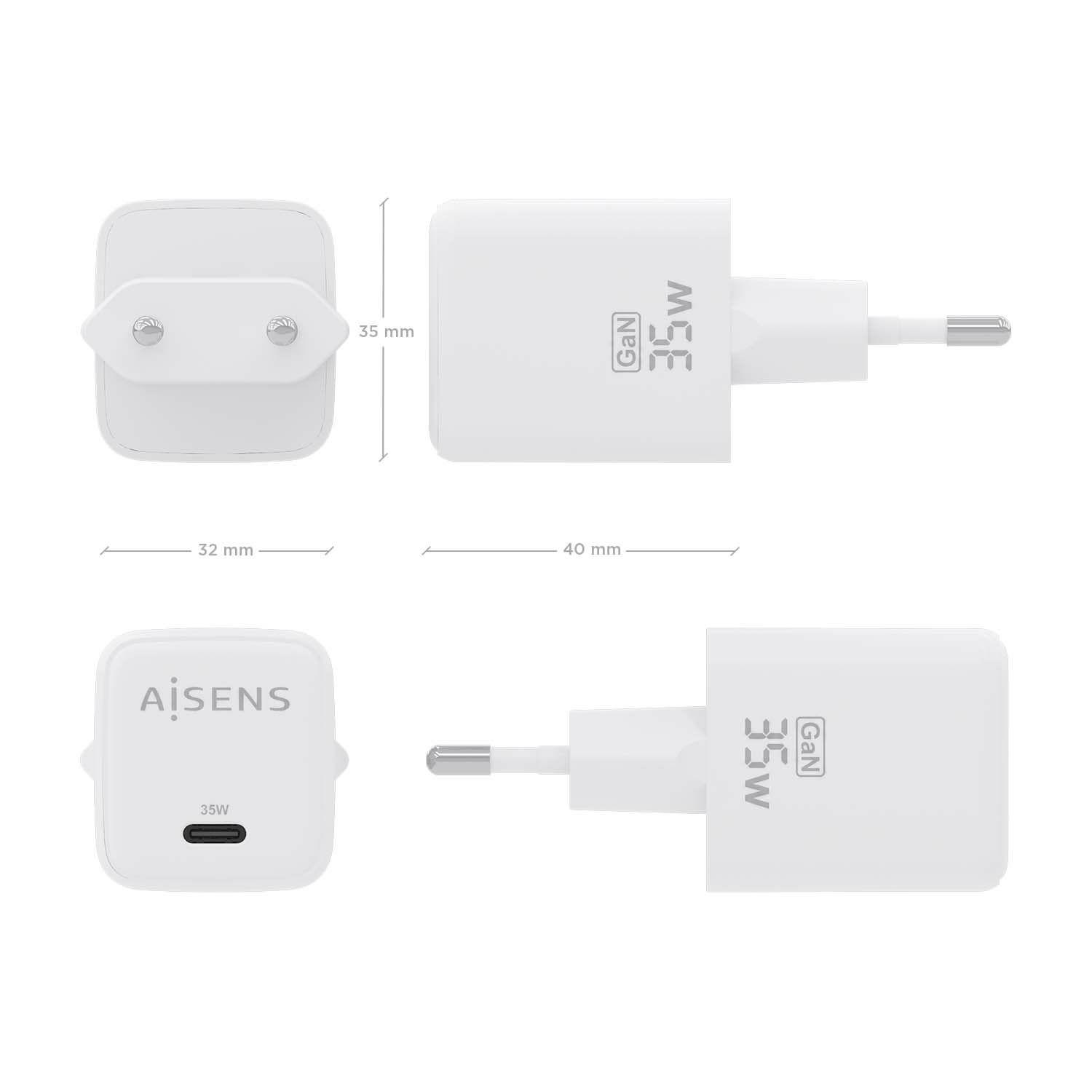 Carregador de Parede AISENS ASCH-35W1P016-W (35 W - Branco), miniatura 4