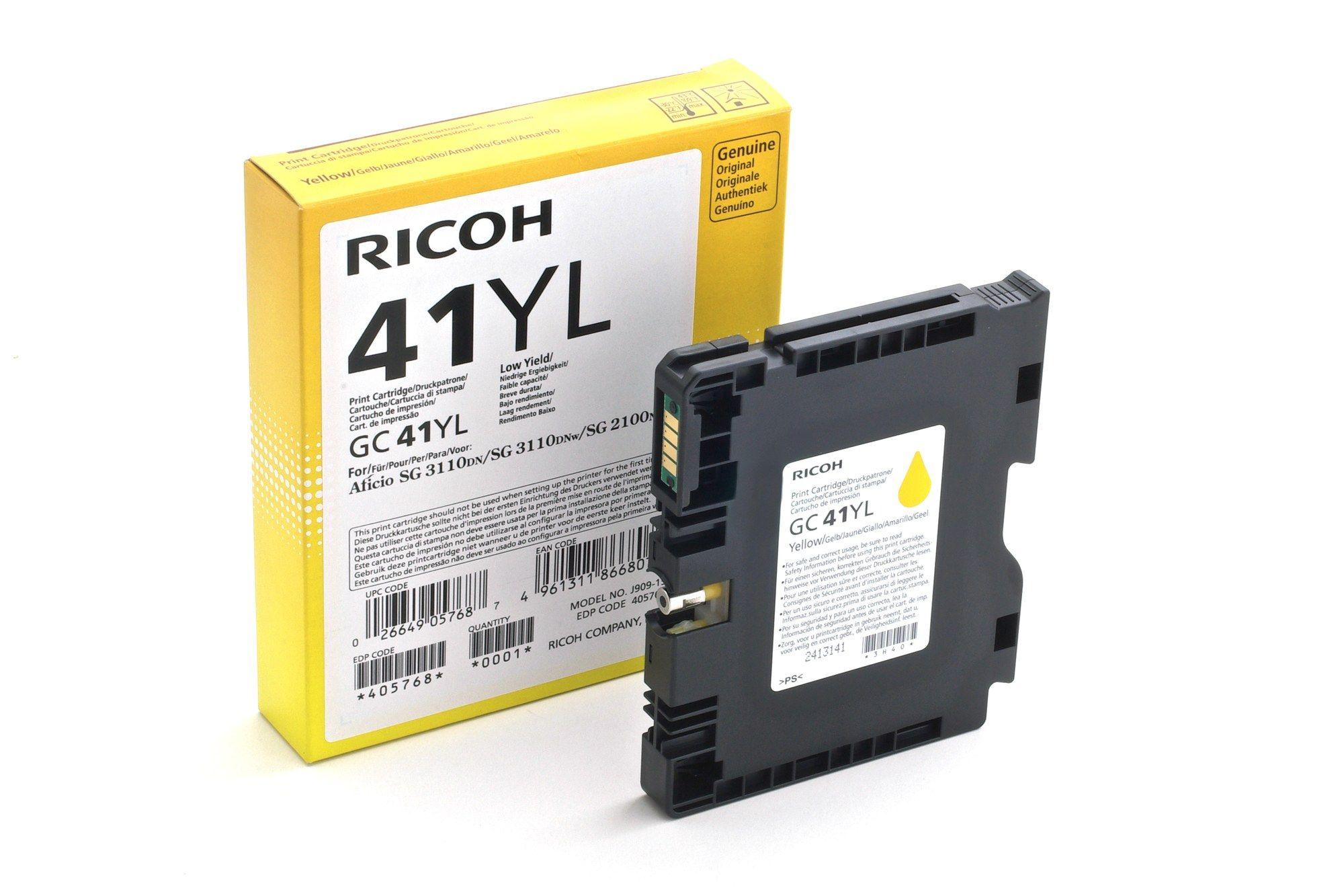 Tinteiro RICOH GC-41YI (600 páginas - Amarelo)
