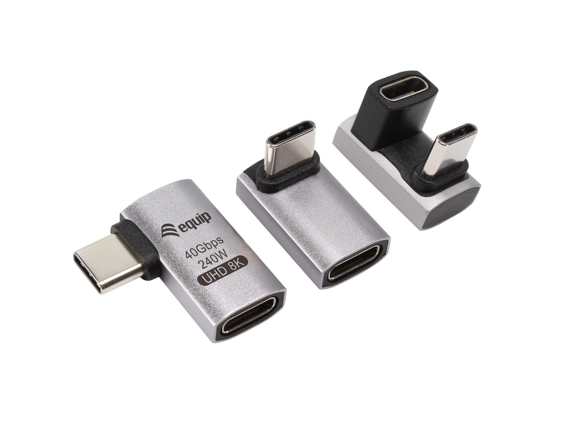Adaptador USB-C EQUIP 133478 (USB4 Gen 4 - 40 Gbps - Power Delivery 240 W - 3 unidades - Preto e Cinzento)