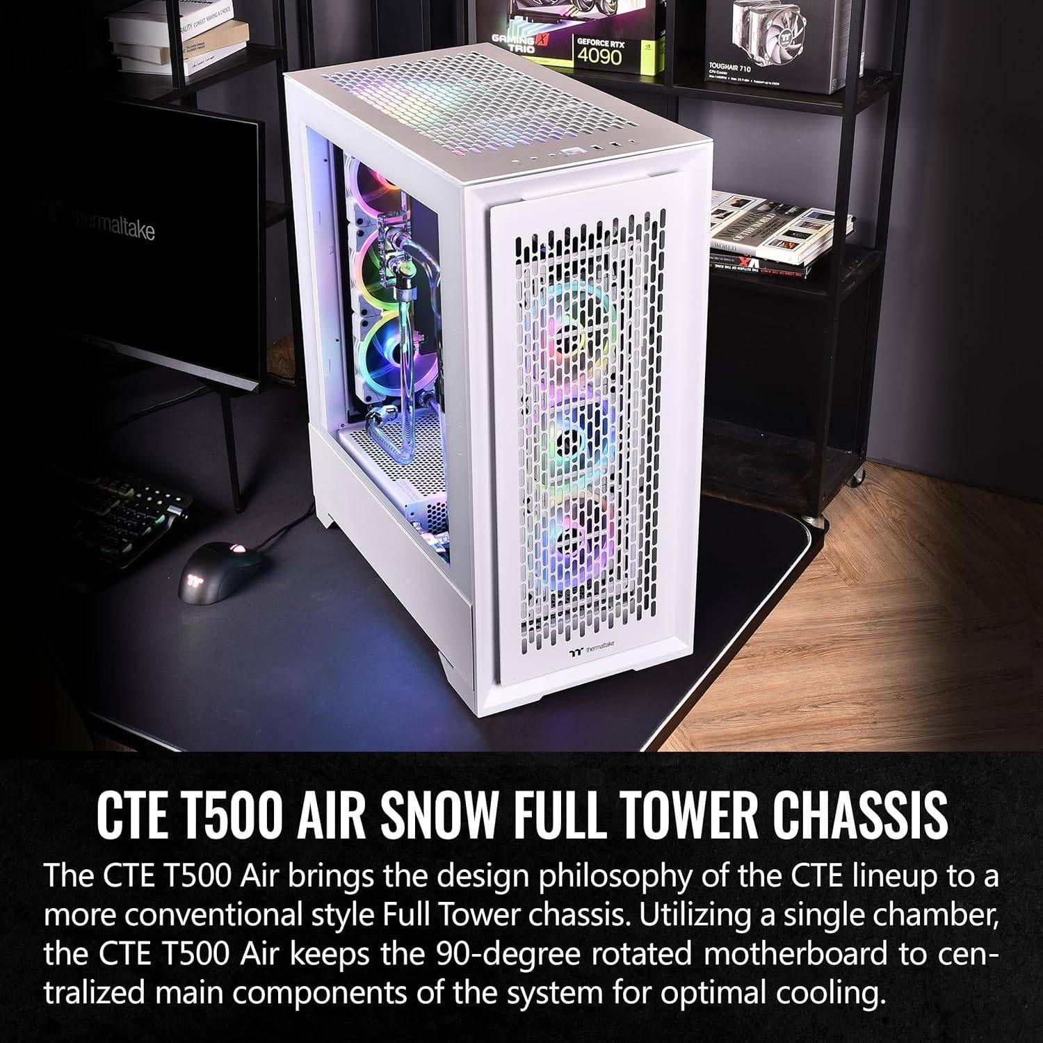Caixa PC THERMALTAKE CTE T500 Air Snow (ATX, EATX, micro ATX, Mini-ITX - Full Tower - Ferro, ABS - Branco) — miniatura 3