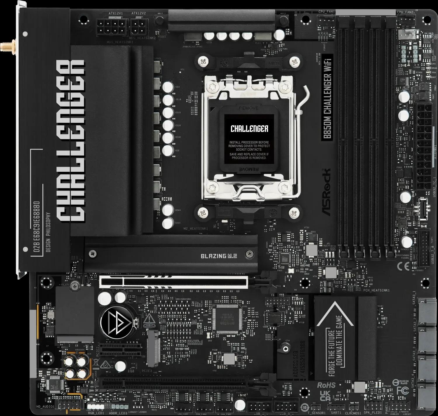 Motherboard ASROCK B850M Challenger (AM5 - micro-ATX - AMD B850 - Preto)