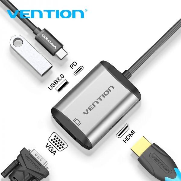 Adaptador USB-C Multiporta VENTION TFAHB (0,15 m - Cinzento), miniatura 3