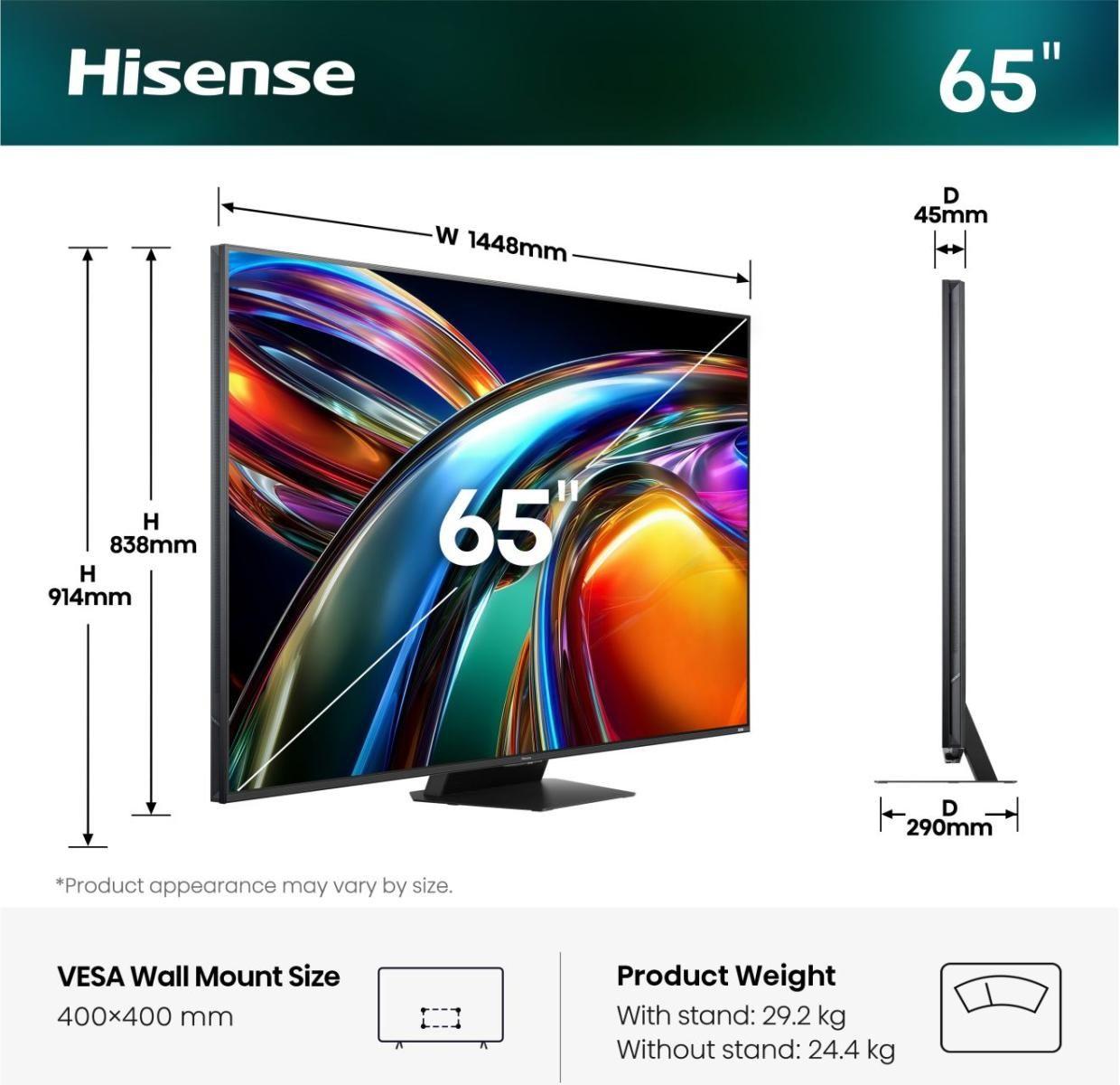 Televisão HISENSE TV 65UR9S (65" - DLED - 3840 x 2160 pixels - Cinzento), miniatura 2