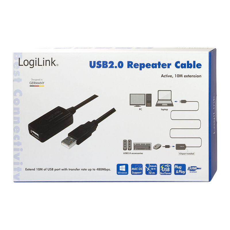 Cabo de Extensão Ativo USB LOGILINK UA0143 (USB 2.0 - 10 m - Preto), miniatura 3
