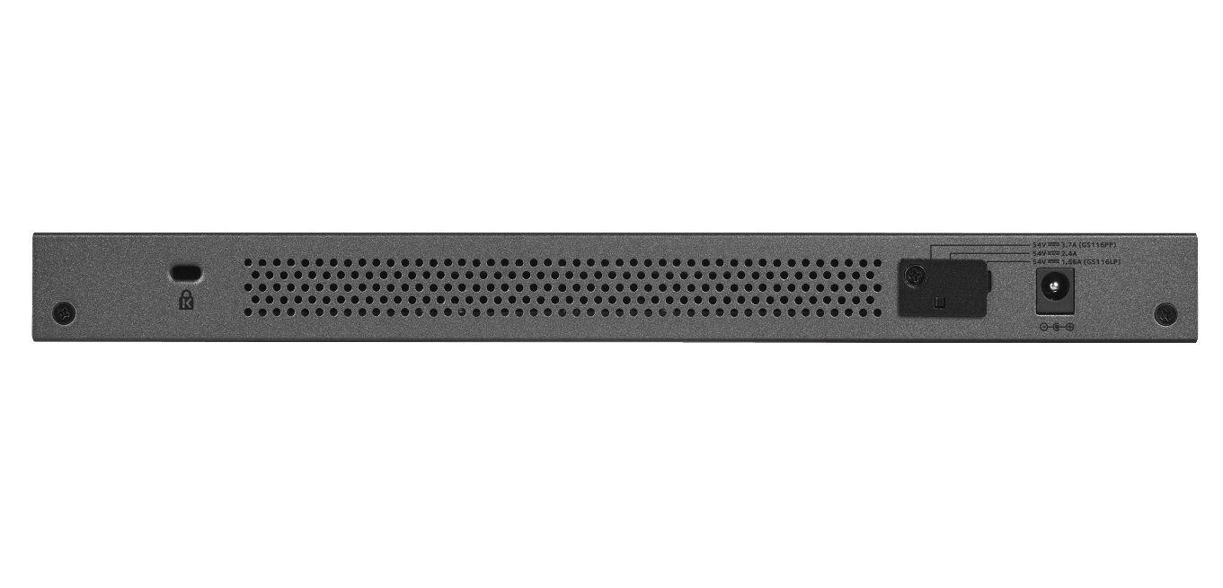 Switch de Rede NETGEAR GS116PP-100EUS (Gigabit Ethernet - 10/100/1000 Mbit/s - 1000 KB - Preto) — miniatura 2