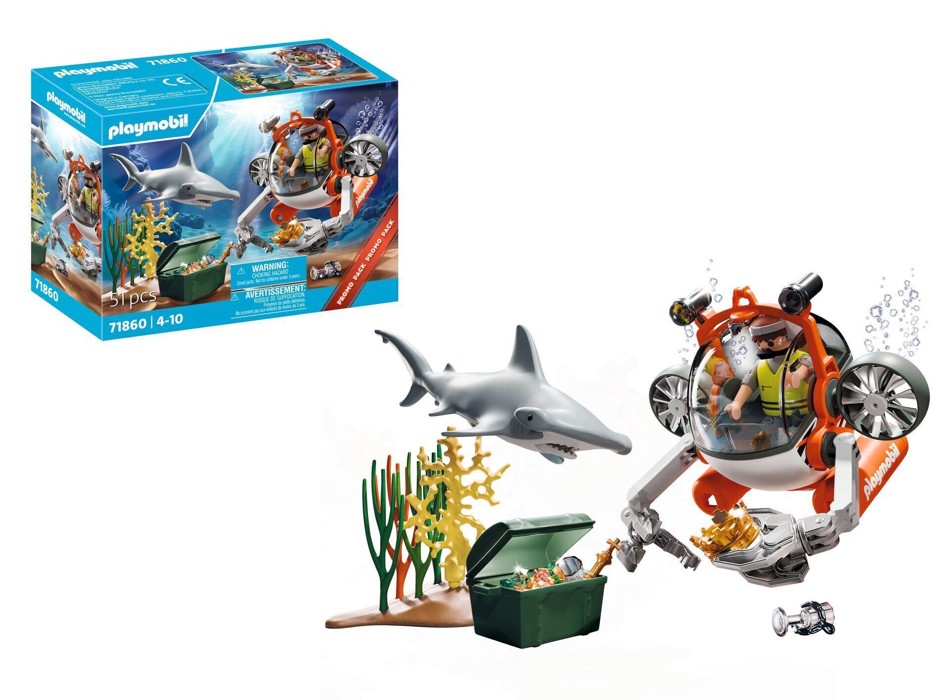 Conjunto de Caça ao Tesouro com Submarino PLAYMOBIL 71860 (4 a 10 anos)