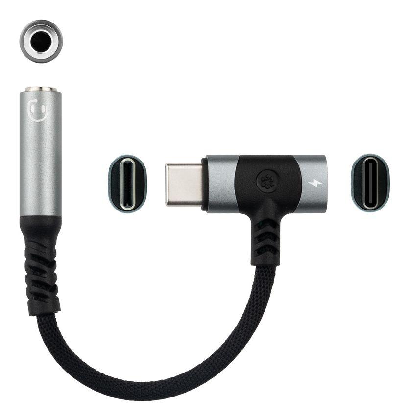 Adaptador de Áudio NANO CABLE 10.24.1207 (0,1 m - USB-C + USB-C - 3,5 mm - Preto) — miniatura 2