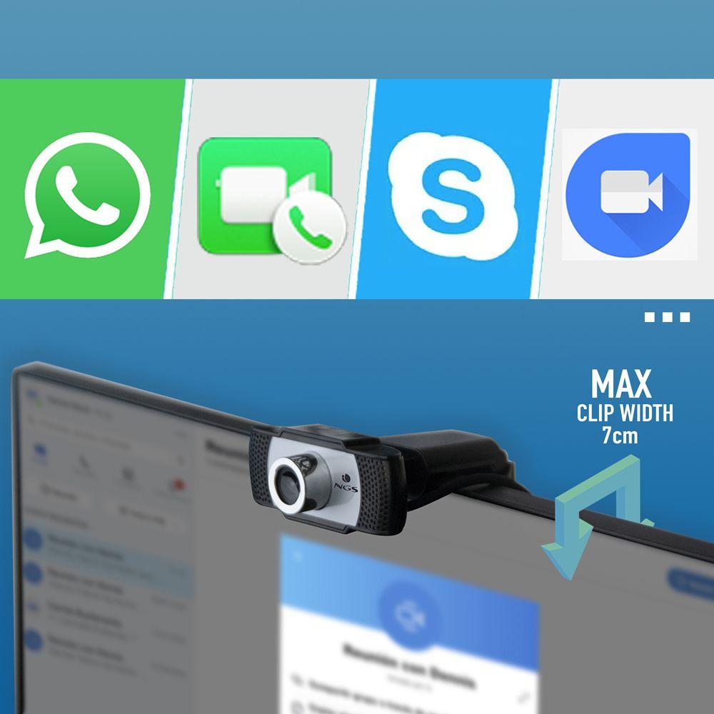 Webcam NGS XpressCam720 (1280 x 720 pixels - 720p - USB 2.0 - Preto, Cinzento e Prateado) — miniatura 8