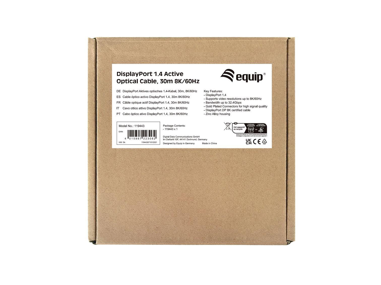 Cabo Ótico Ativo DisplayPort EQUIP 119443 (30 m - Preto), miniatura 5