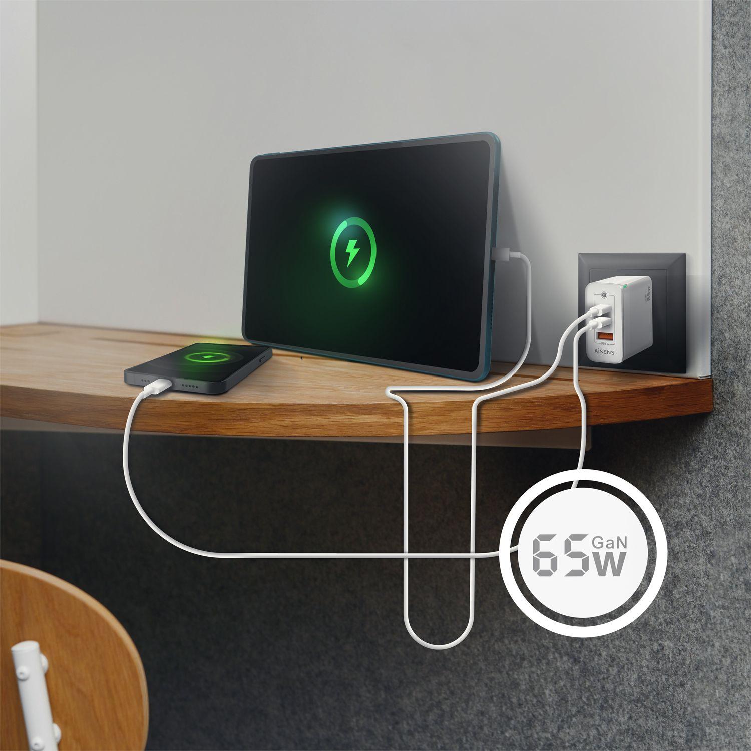 Carregador de Parede AISENS ASCH-65W3P007-W (65 W - Branco), miniatura 5
