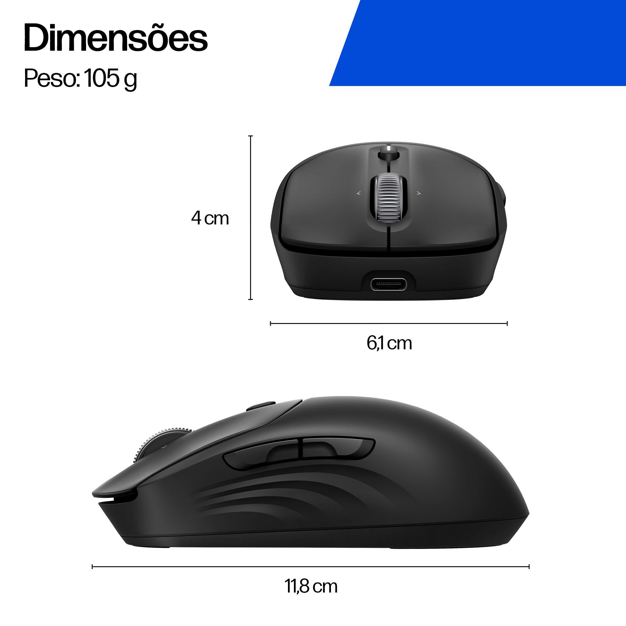 Rato HP 705 (Ambidestro - 6000 DPI - Ótico - Preto), miniatura 2