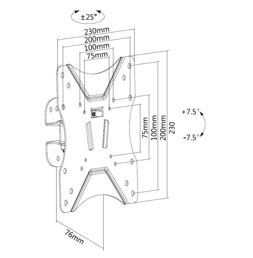 Suporte de Parede TV EQUIP 650402 (200 x 200 mm - 75 x 75 mm - 106,7 cm - Preto), miniatura 4