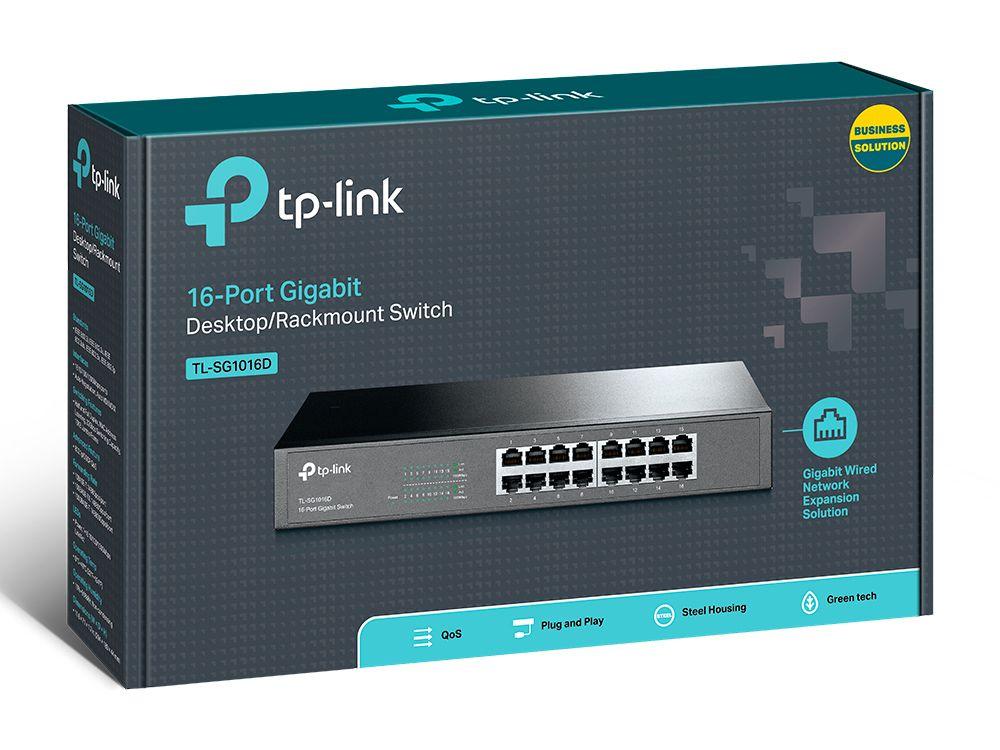 Switch TP-LINK TL-SG1016D V7 (32 Gbit/s - Gigabit Ethernet - Preto) — miniatura 4