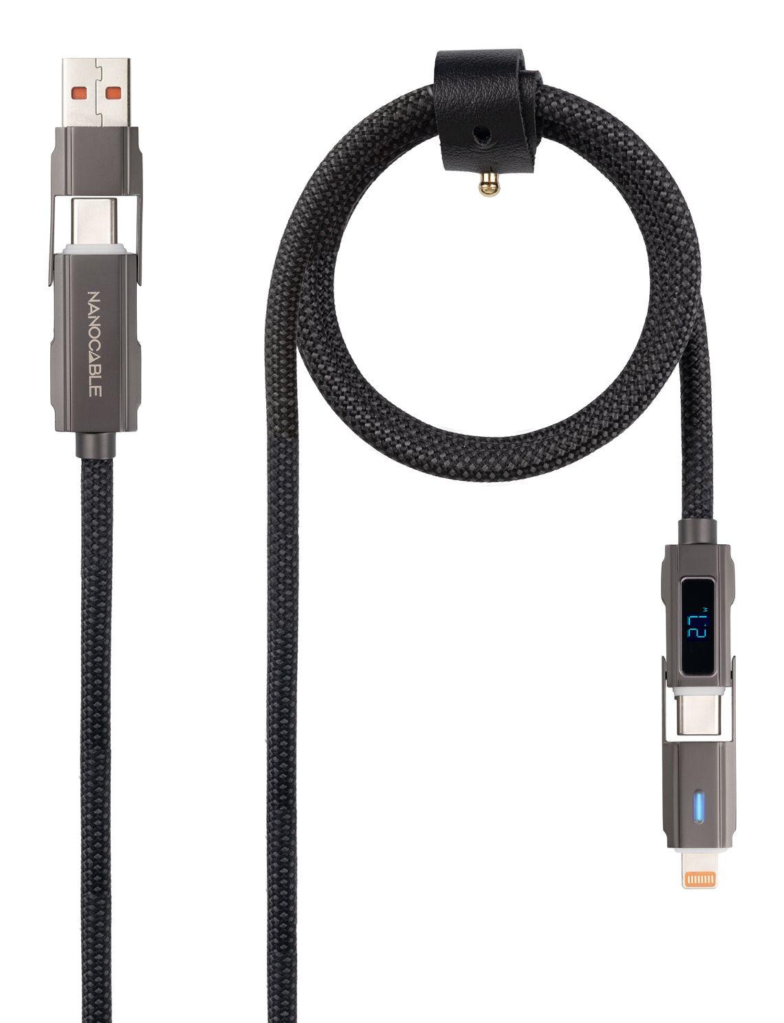 Cabo USB 4 em 1 NANOCABLE 10.01.2501 (1 m - USB C/Lightning - USB A/USB C - Preto) — miniatura 2