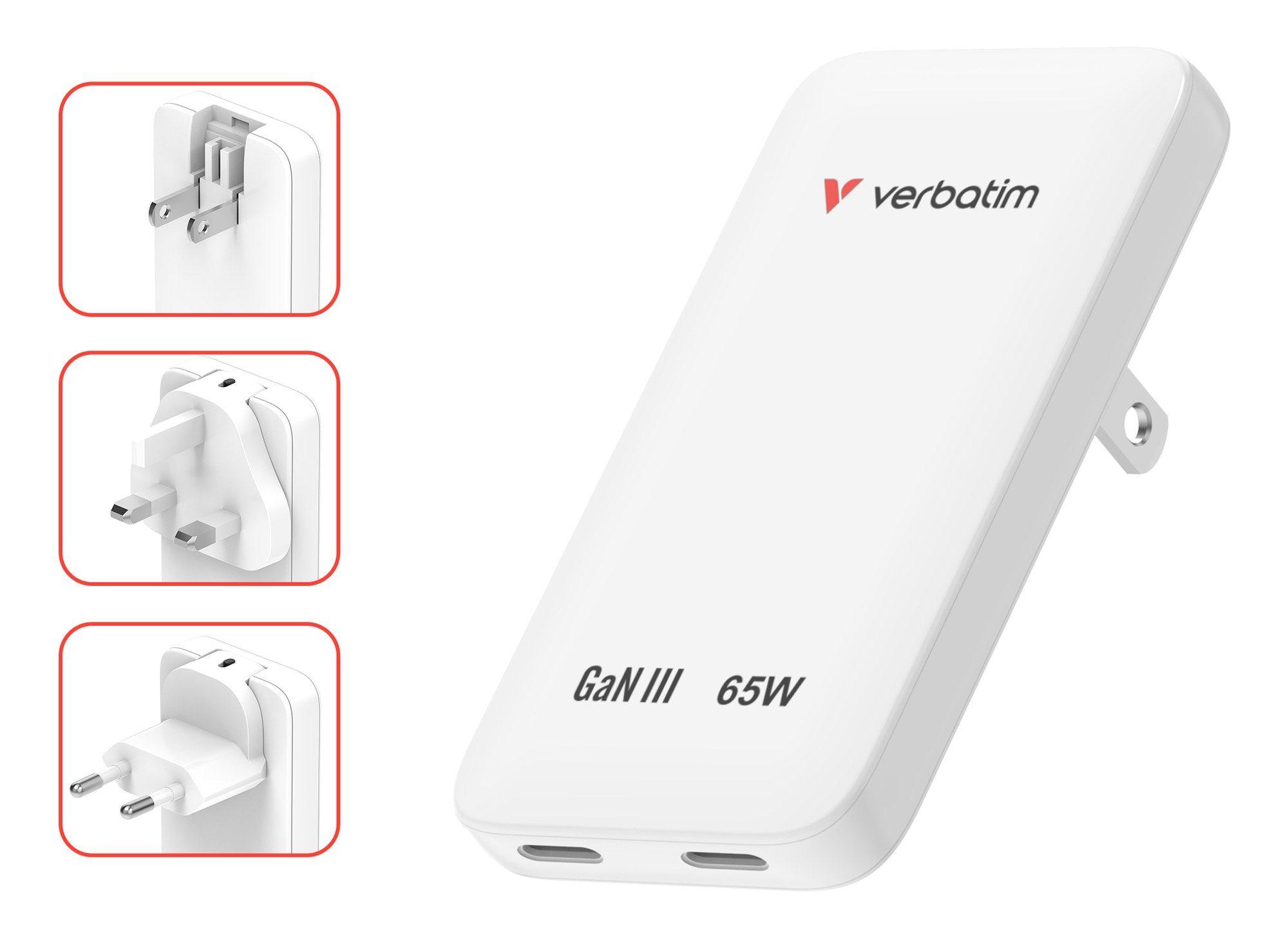 Carregador de Dispositivos Móveis VERBATIM 30281 (65 W - Branco), miniatura 2